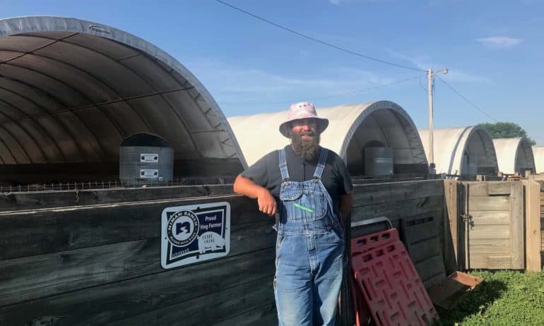 Niman Ranch farmer Adair Crowe embraces the “old” and the new: new technologies help keep “old” fashioned farming methods efficient and sustainable.