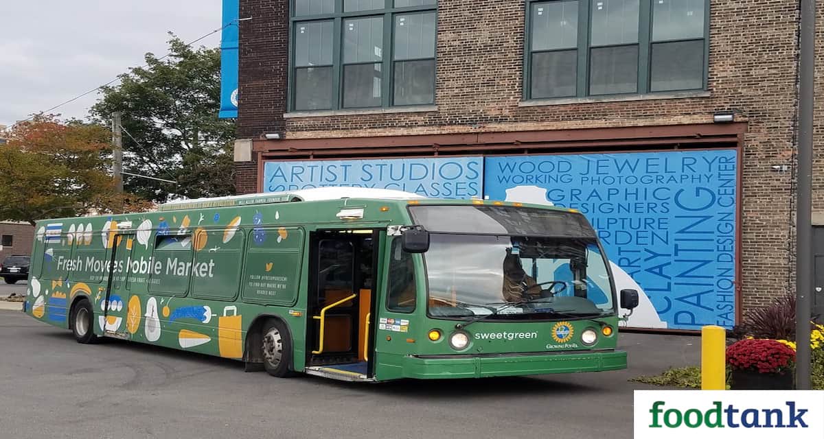 A Chicago nonprofit sells fresh fruits and vegetables from renovated buses to counteract the lack of full-service grocery stores in local neighborhoods. Well-priced and largely organic, the fresh produce can improve food flavor and nutrition.