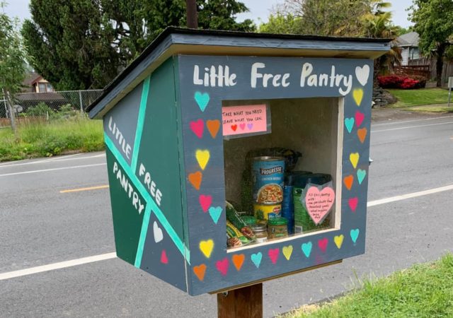 Communities are filling Little Free Libraries with pantry goods to help keep neighbors from going hungry during the COVID-19 pandemic.